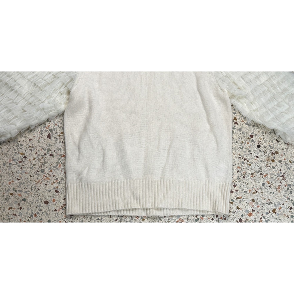 Sea New York Women's Ivory Ruffled Arms Long Sleeve Sweater Size Small - Picture 4 of 10